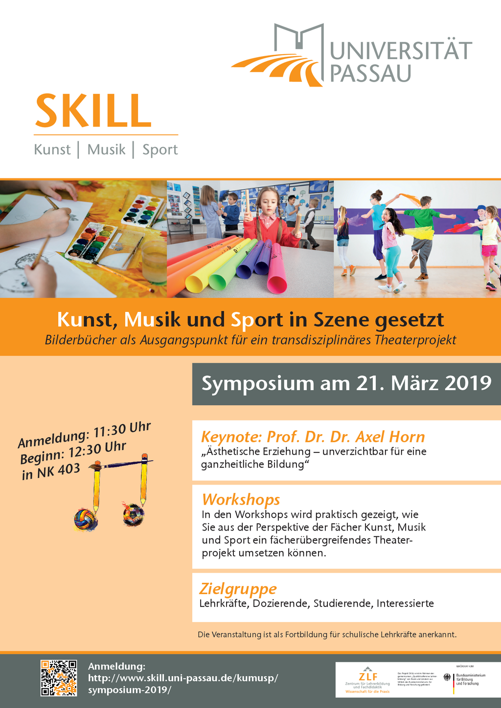 Die Datei enthält einen Überblick über das Programm des Symposiums "Kunst Musik Sport".